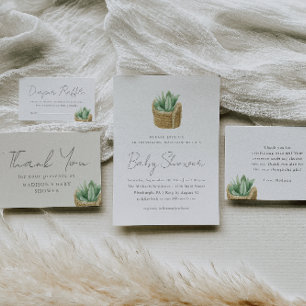 Oh Baby Simple Succulent Baby Shower Classic Round Sticker