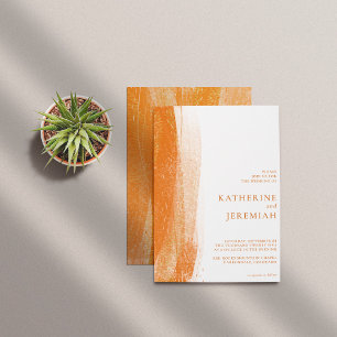 Modern Terracotta Burnt Gold Foil Boho Wedding Invitation