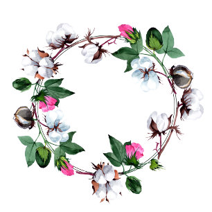 White cotton boll. Rustic floral summer Wedding Invitation