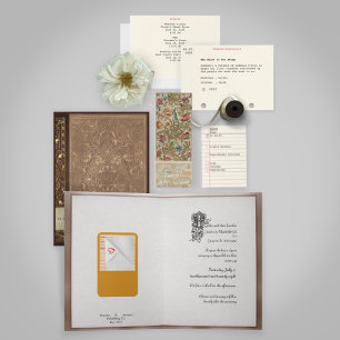 Vintage Embroidery Save the Date Bookmark Ticket