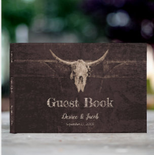 Rustic Our Wedding Western Texture Bull Skull 3 Ring Binder