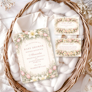 Blush Tulip And Lily Garden Baby Shower Foam Board