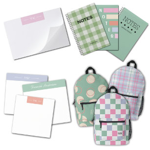Modern Minimalist Pastel Pink Monogram initials Paper Pad