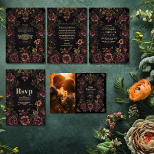 Royal Victorian Floral Gothic Wedding Invitation