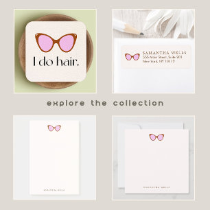 Hair Stylist Pink Retro Sunglasses Square  Square  Square Business Card