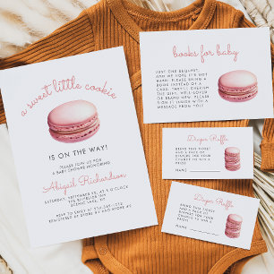 Sweet Little Cookie Macaron Pink Girl Baby Shower Invitation