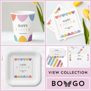 Modern Colorful Eggs Simple Name Cute Easter Party Napkins