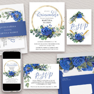 Rose and Eucalyptus Return Address Blue Invitation Envelope
