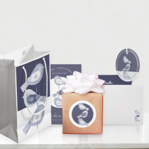 Nordic Christmas Blue Birds Envelope