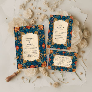 Vintage Baroque Floral Wedding Invitation