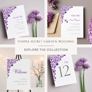 Secret Garden Purple Lovebirds Wedding Welcome Foam Board