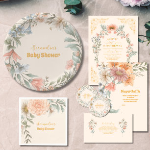 A Little Wildflower Girl Baby Shower Paper Plates