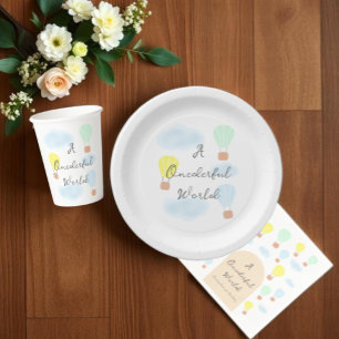 Onederful World Hot Air Balloon 1st Birthday Paper Plates