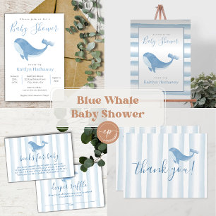 Watercolor Blue Whale Baby Shower Magne Invitation