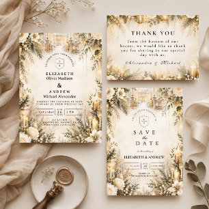 Elegant Winter Wedding Thank You Card