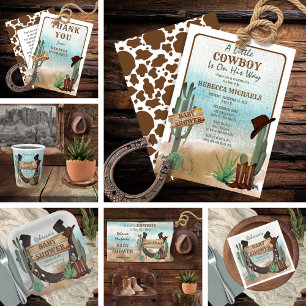 A Little Cowboy Western Boy Baby Shower Invitation