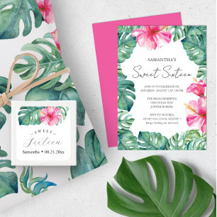 Budget Sweet 16 Watercolor Pink Floral Tropical Flyer