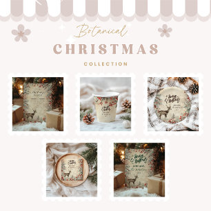 Rustic Deer Pine Berry Christmas Party Paper Plates