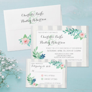 Modern Bohemian Watercolor Floral Pansy Wedding Envelope