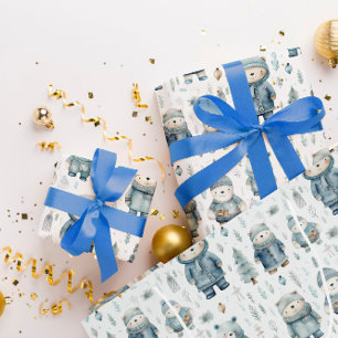 Cute Winter Teddy Bear Pattern Wrapping Paper