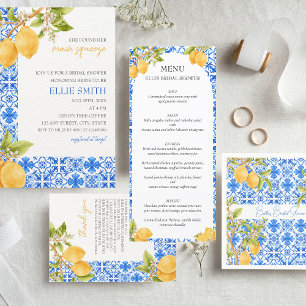 Main Squeeze Mediterranean Tiles Lemons Bridal Napkins