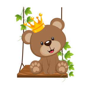 Swing Flora Prince Bear Boy Baby Shower Invitation