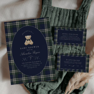 Navy & Green Polo Tartan Books for Baby Enclosure Card
