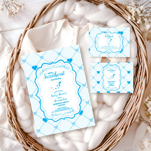Our Little Sweetheart Blue Valentine Baby Shower Invitation