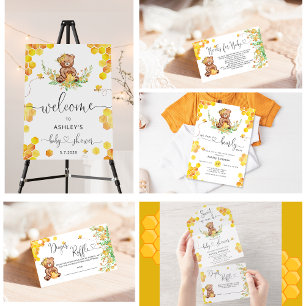 Honey Bear Bee Guess How Many Baby Shower Game  Enclosure Card