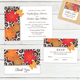 Fall In Love  Autumn Leaves Wedding Monogram Square Sticker