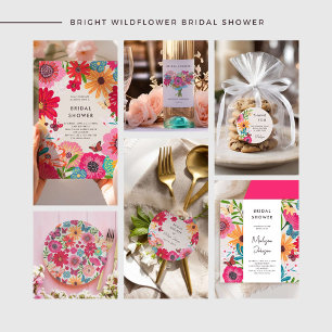 Bright Wildflower Pattern Bridal Shower Paper Plates