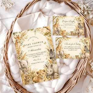 Elegant Gold Safari Boy Books for Baby Enclosure Card