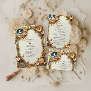 Cosmic Vintage Constellation Wedding Invitation