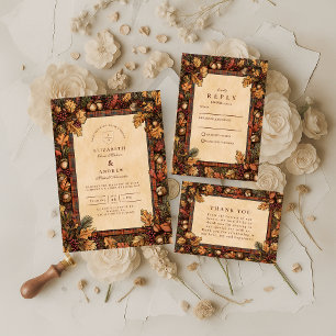 Vintage Autumn Woodland Romance Thank You Card