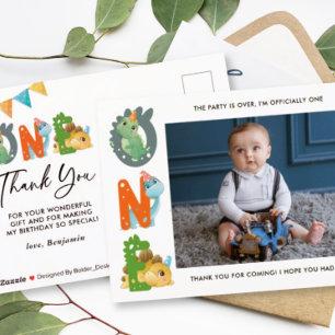 Dinosaur First Birthday Party  Invitation