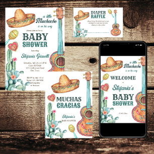 Mexican fiesta little muchacho baby shower welcome poster