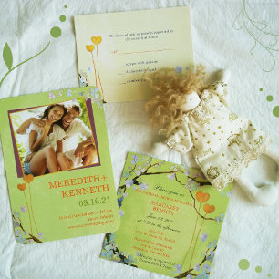Lime Green Midsummer Floral Wedding Invitation
