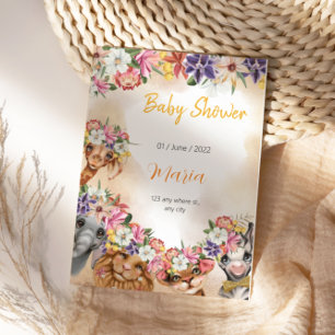 Safari wildone baby shower invitation gold badge