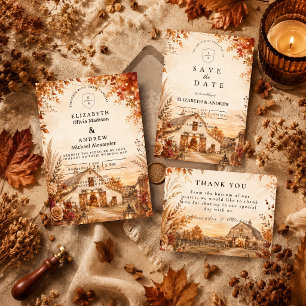 Rustic Autumn Barn Wedding Save The Date