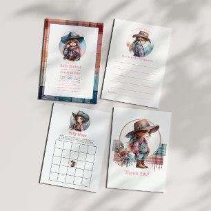 Rustic Little Cowgirl Baby Shower Advice Card