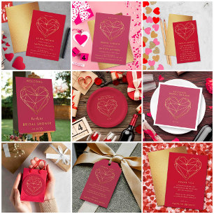 Geometric Heart Valentine's Day Bridal Shower Enclosure Card