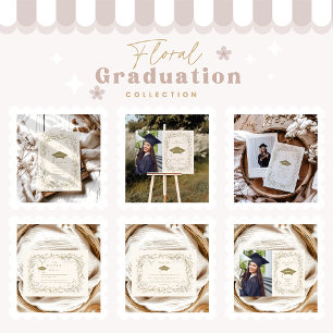 Vintage Botanical Floral Graduation Invitation