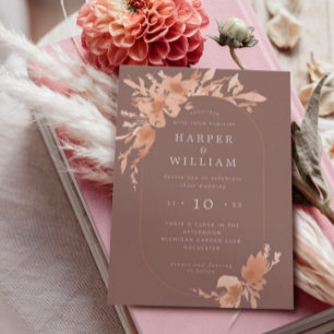 Watercolor blue floral envelope trifold wedding all in one invitation