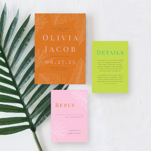 Modern Tropical All-in-One Wedding Invitation