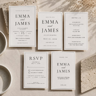 Editable Thin Border Minimal Wedding RSVP Card