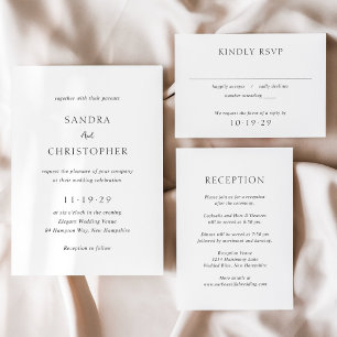 Elegant Black and White Simple Modern Wedding Invitation