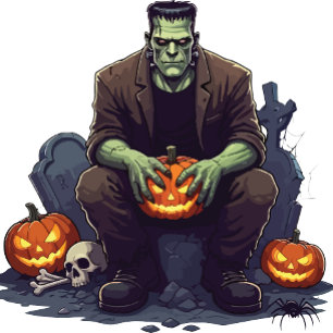 🖤 Black Frankenstein Halloween Party Invitation