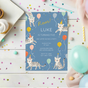 White Tiger Birthday Party Invitation