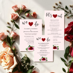 Red and Pink Roses Wedding Menu
