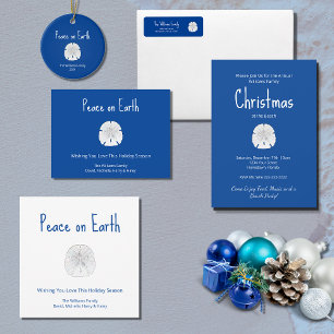 Christmas Beach Sand Dollar Peace on Earth   Holiday Card